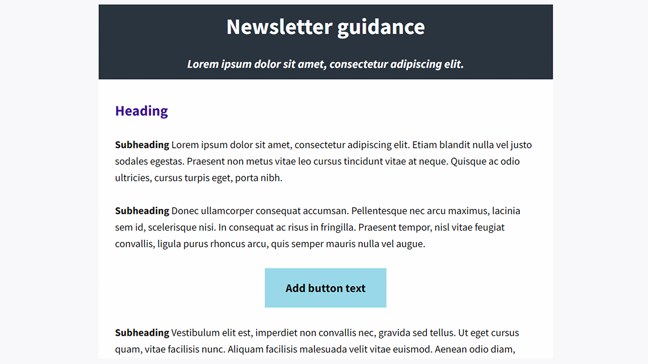 Example of how to apply identity to newsletter
