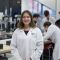 An image of a female student working in a Diamond lab.