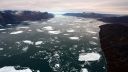 Melting ice on a Greenland glacier