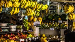 Assorted fruit display in a market