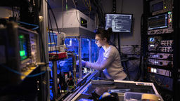 Student working in a quantum lab