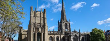 A shot of Sheffield Cathedral on a sunny day. 