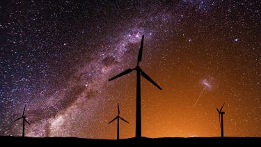 Wind farm at night 
