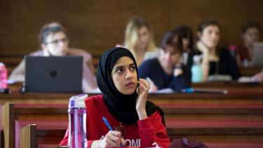 POL - Students taking notes win Elmfield lecture theatre (sociology students)