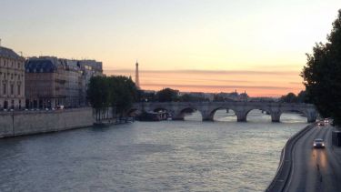 Seine with Eiffel Tower in the background.