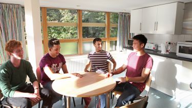 Living area within Carrysbrook with students socialising 