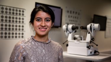 An orthoptics student in clinical facilities