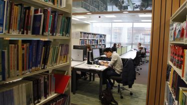 Students using the Health Sciences Library.