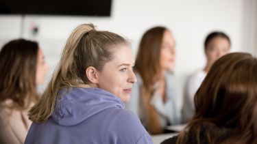 Sociology Society students in a committee meeting