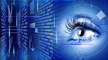 An eye looks at data. 