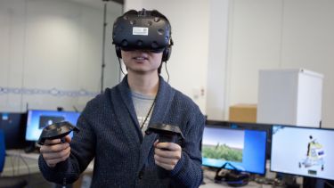 A student using VR. 