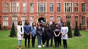 a group of student ambassadors in Firth Court 