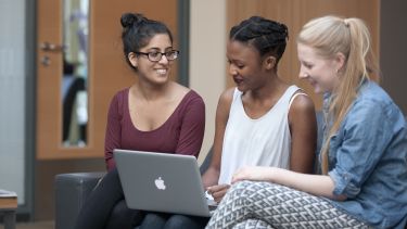 Medical school postgraduates with laptop