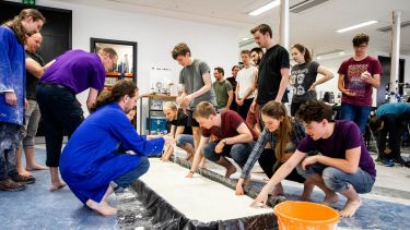 An image of a group of students participating in the custard run