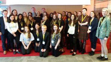 Students visiting the BBC and meeting honorary graduate Emily Maitlis