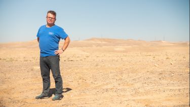 Prof Tony Ryan in the Jordanian desert as part of the Desert Garden project