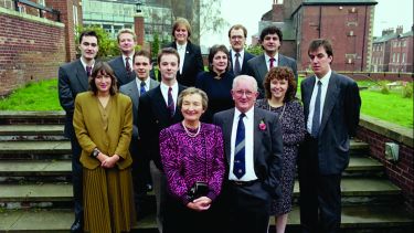 Professor Geoffrey Sims OBE with the Students' Union officers