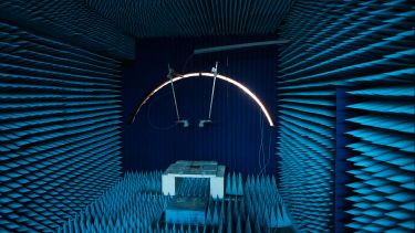 Inside an anechoic chamber