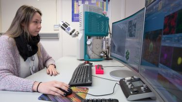 A researcher in the Electron Microscopy Facility