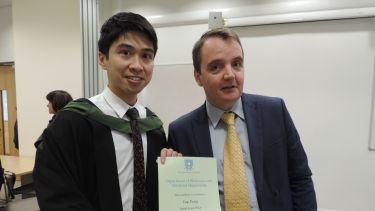 Picture of the 2018 winner of The David Howe prize