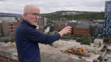 Professor John Moreland of the Department of Archaelogy overlooks the Sheffield Castle excavation site.