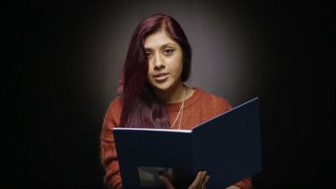 A woman reading a short story