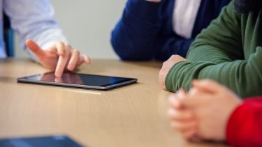 Tablet being used in a meeting