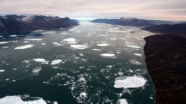 Melting ice on a Greenland glacier