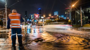 An overflowing drain in Melbourne.