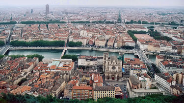 An aerial photo of Lyon