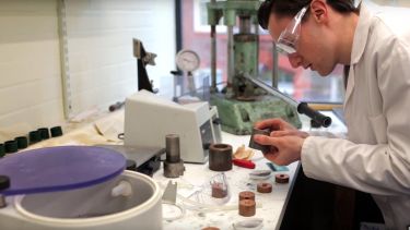 Student preparing samples. Advanced Metallic Systems Centre for Doctoral Training