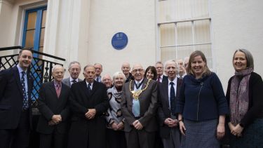 Sir Arthur Hall's blue plaque unveiling with the Lord Mayor and members of the Aesculapian Society of Sheffield