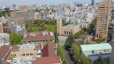 Aerial photo of Waseda University