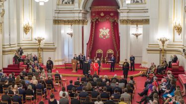 Ceremony for Queen's Anniversary Prize at Buckingham Palace