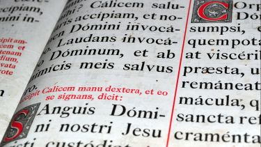 Detail of a historic bible written in Latin