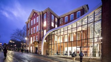 An exterior shot showing the Mappin Building and entrance to the Heartspace