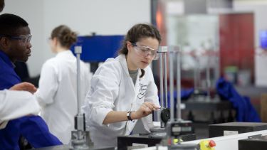 A student is working on a project in a lab