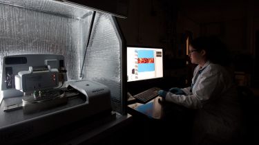 A researcher using an atomic force microscope
