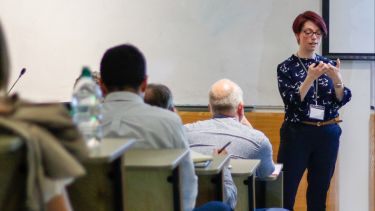 An image of Prof. Serena Corr presenting at the Malvern Panalytical workshop June 2019