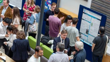Image from above of a networking lunch and poster session during the Malvern Panalytical workshop 2019