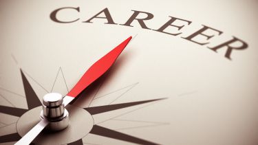 image of a compass pointing at the word 'career'