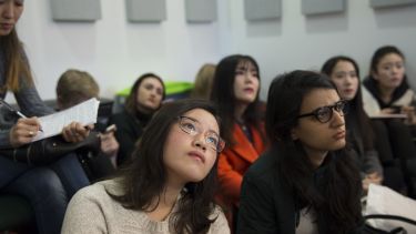 Students in a lecture at International Journalism Week