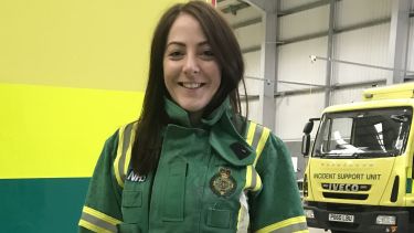 Journalism graduate Sarah Whittle in her job with the North West Ambulance Service
