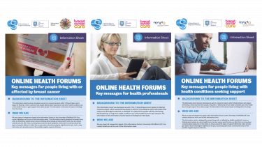 Previes of the Space for Sharing online health forums information sheets.