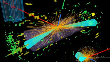 A visualisation of a Higgs candidate decaying at ATLAS
