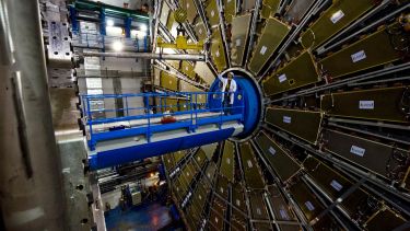 The ATLAS detector being installed at CERN