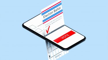 Graphic of an election ballot on a mobile device