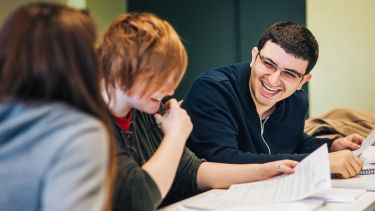 Maths students working in a group