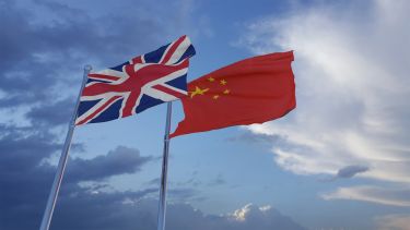 China and UK flags together