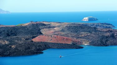 The Thera volcano on Santorini, Greece